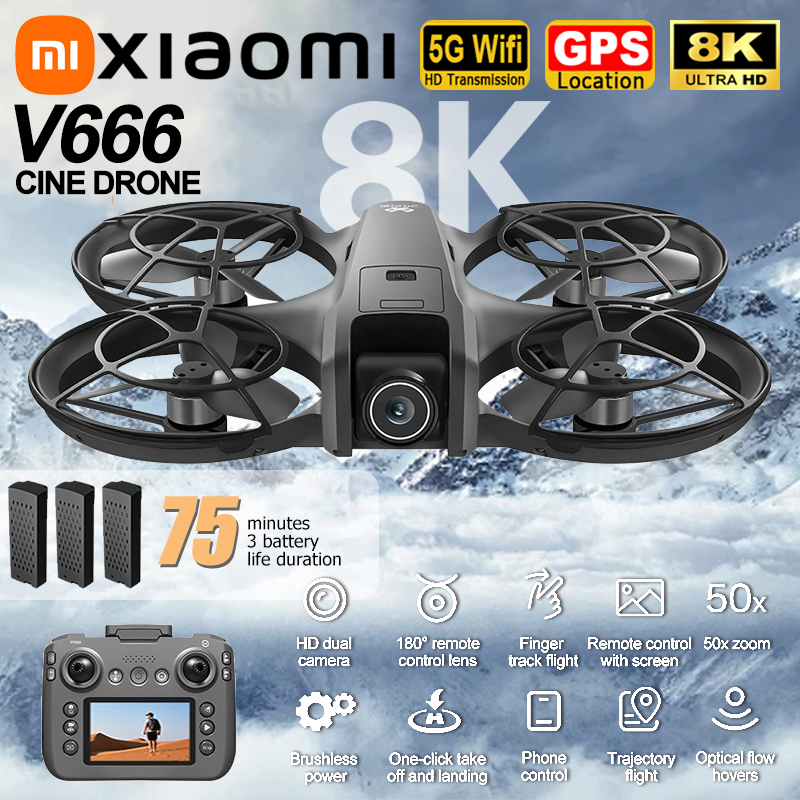 Drone Gimbal 3 Axis - Xiaomi V666 Drone 8K Aerial HD